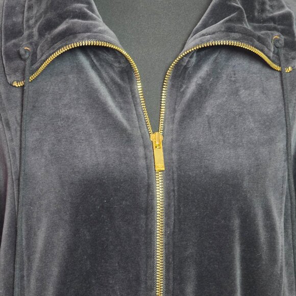 Jones New York Sport Velour Zip Hoodie Black Gold Zip XL - Picture 3 of 8